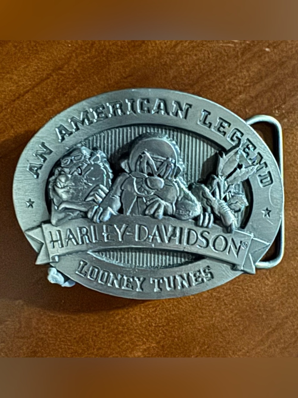 Warner Bros. Looney Tunes Harley-Davidson Pewter Finish Belt Buckle - Silver